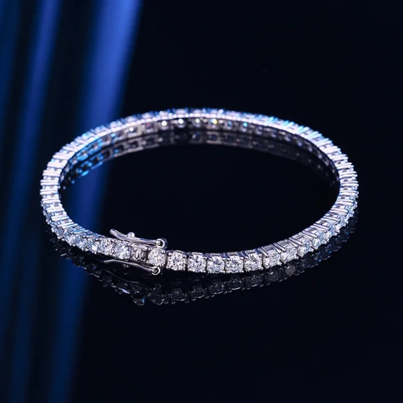 18k gold diamond tennis bracelet - Picture 2 of 11